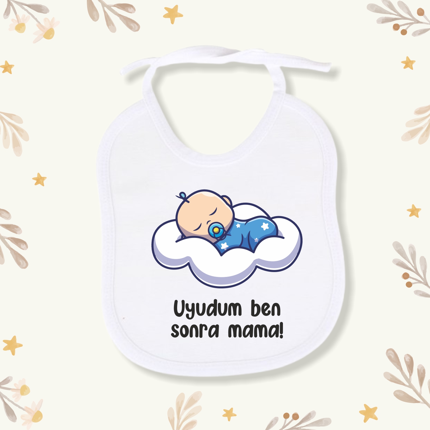 Baskılı Keten Mama Önlüğü